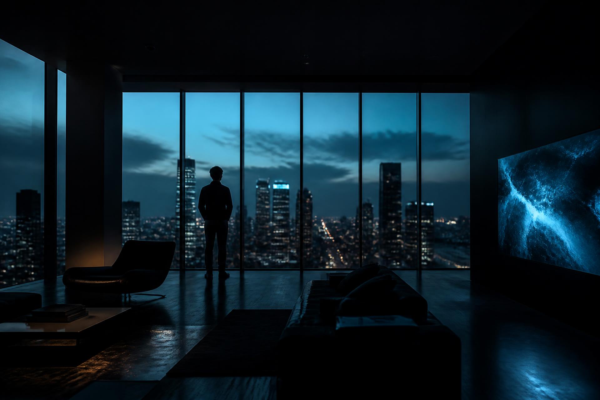 Cinematic luxury interior at dusk